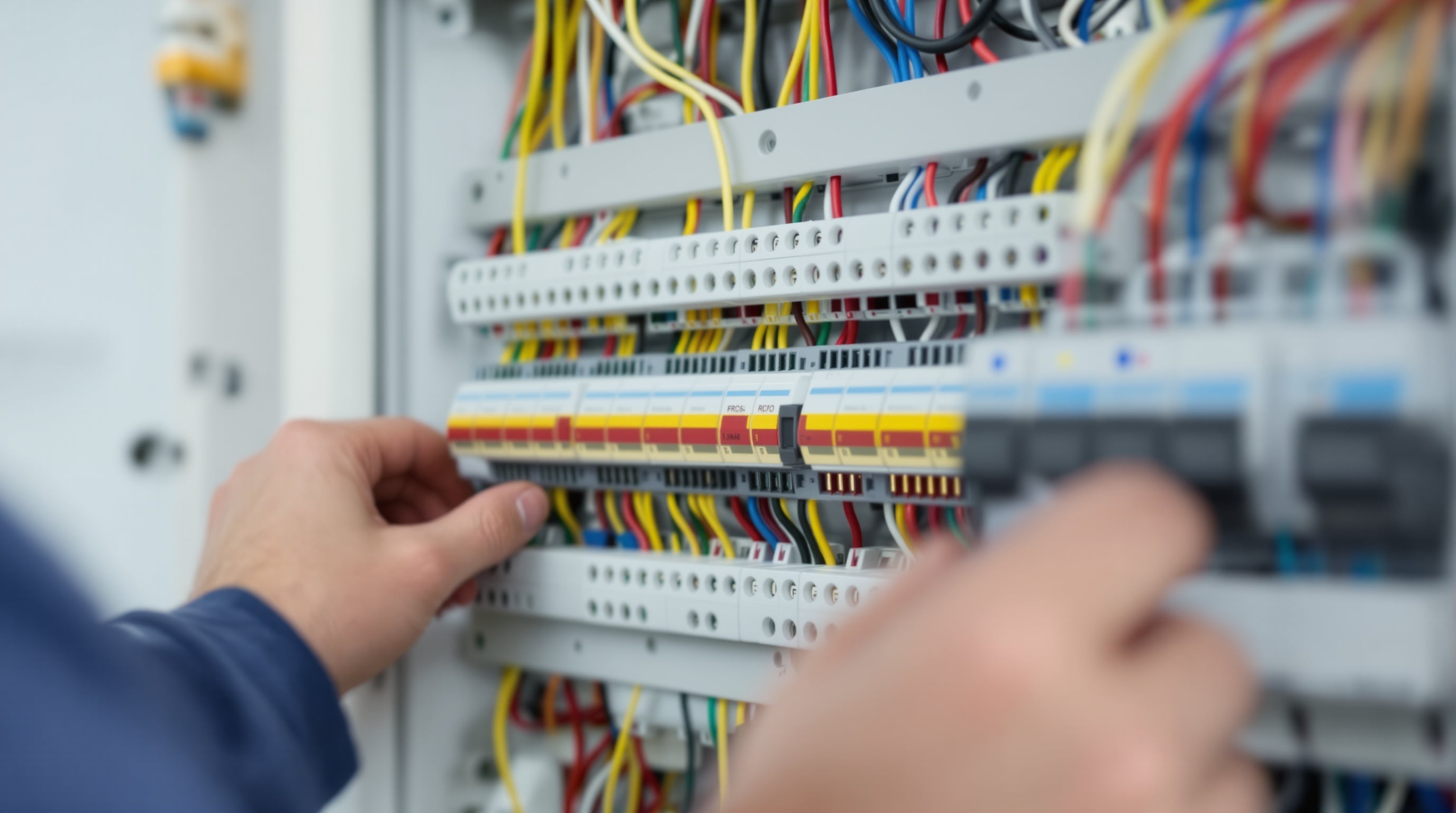 Quadro elétrico moderno com disjuntores instalados profissionalmente